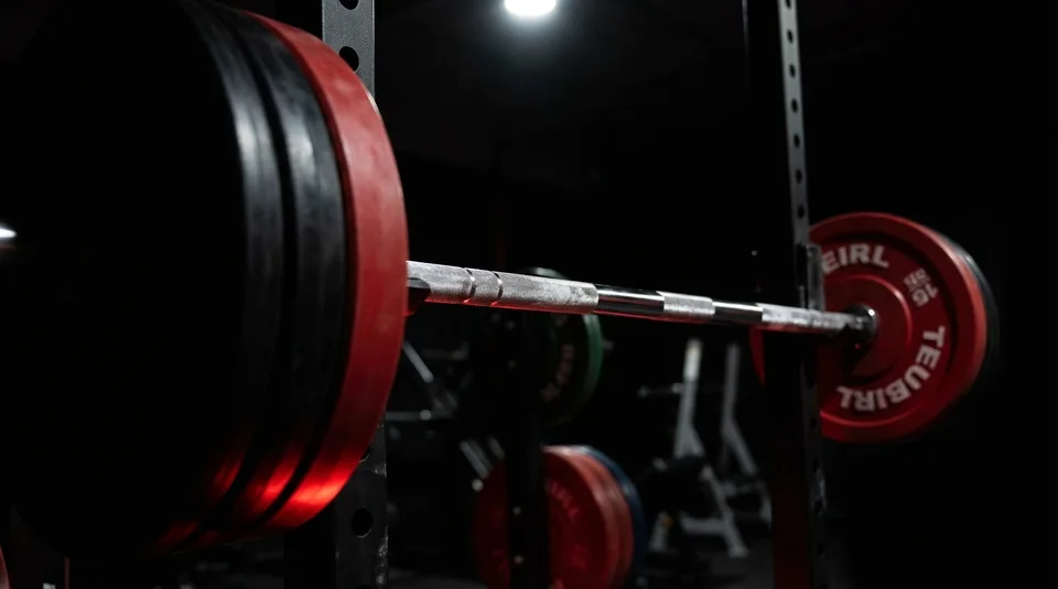 Heavy barbell with red plates