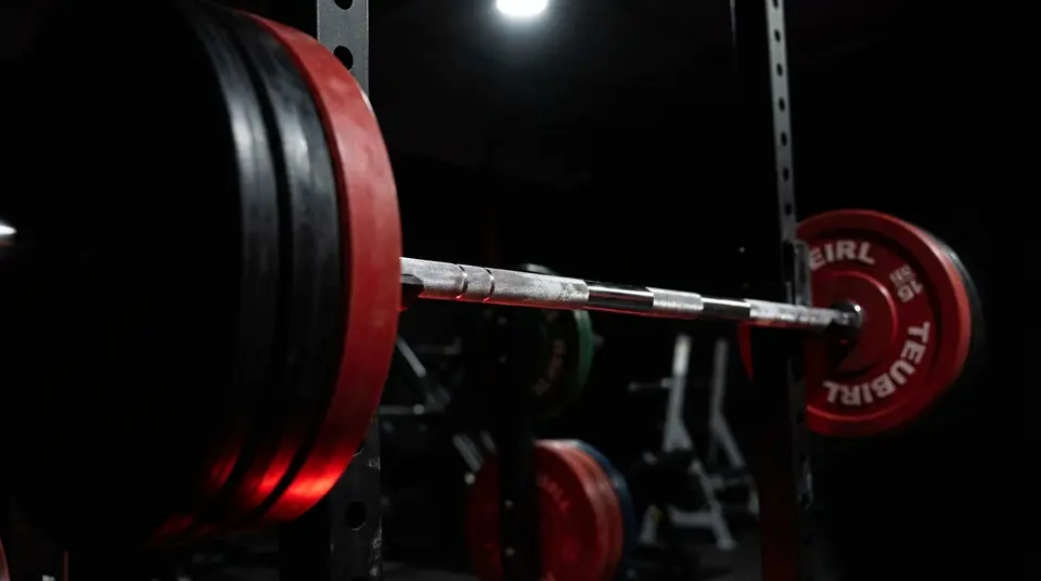 Heavy barbell with red plates